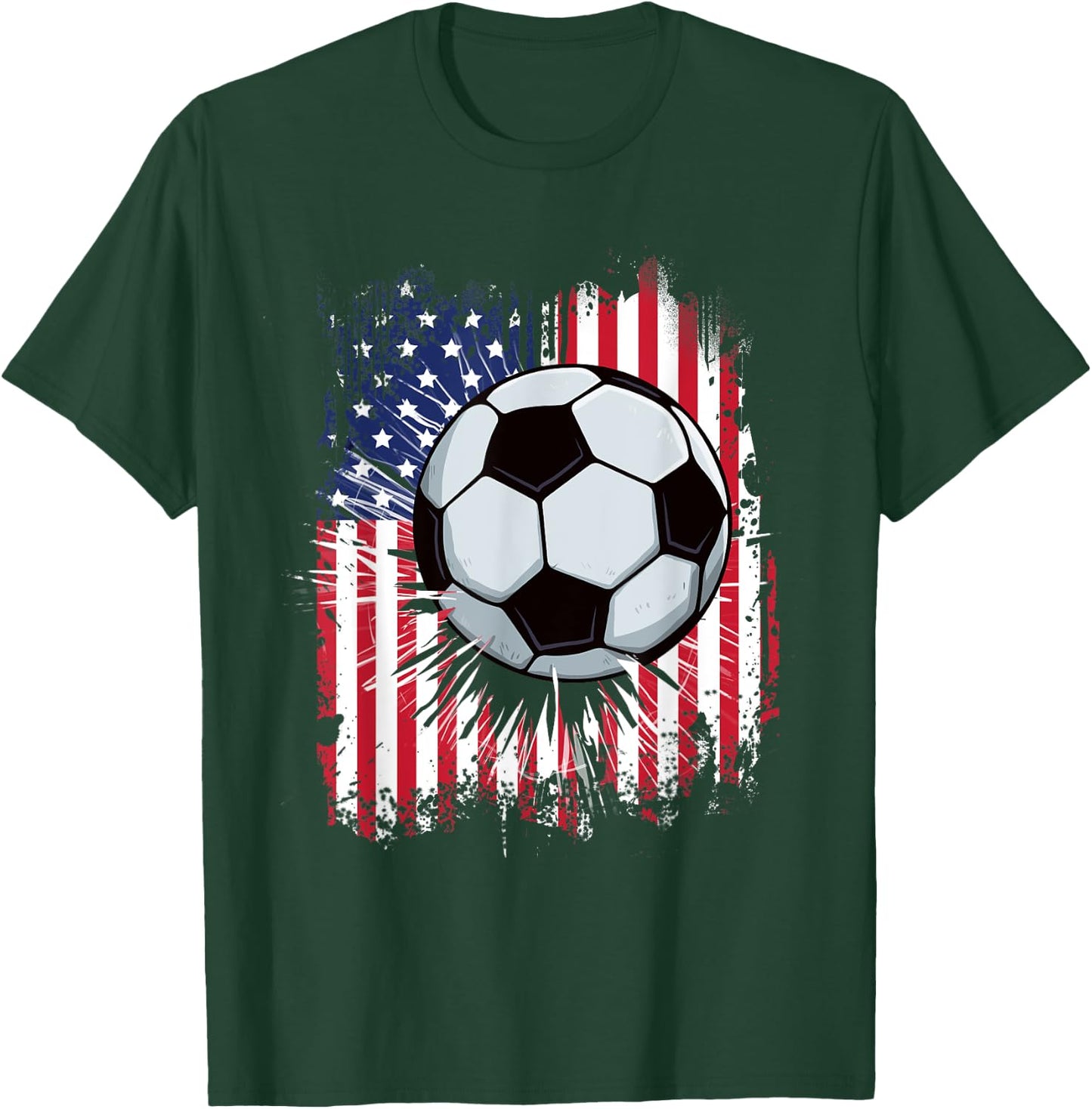 USA American Flag Vintage Soccer 4th of July Patriotic Boys T-Shirt - T-Shirt | Forest