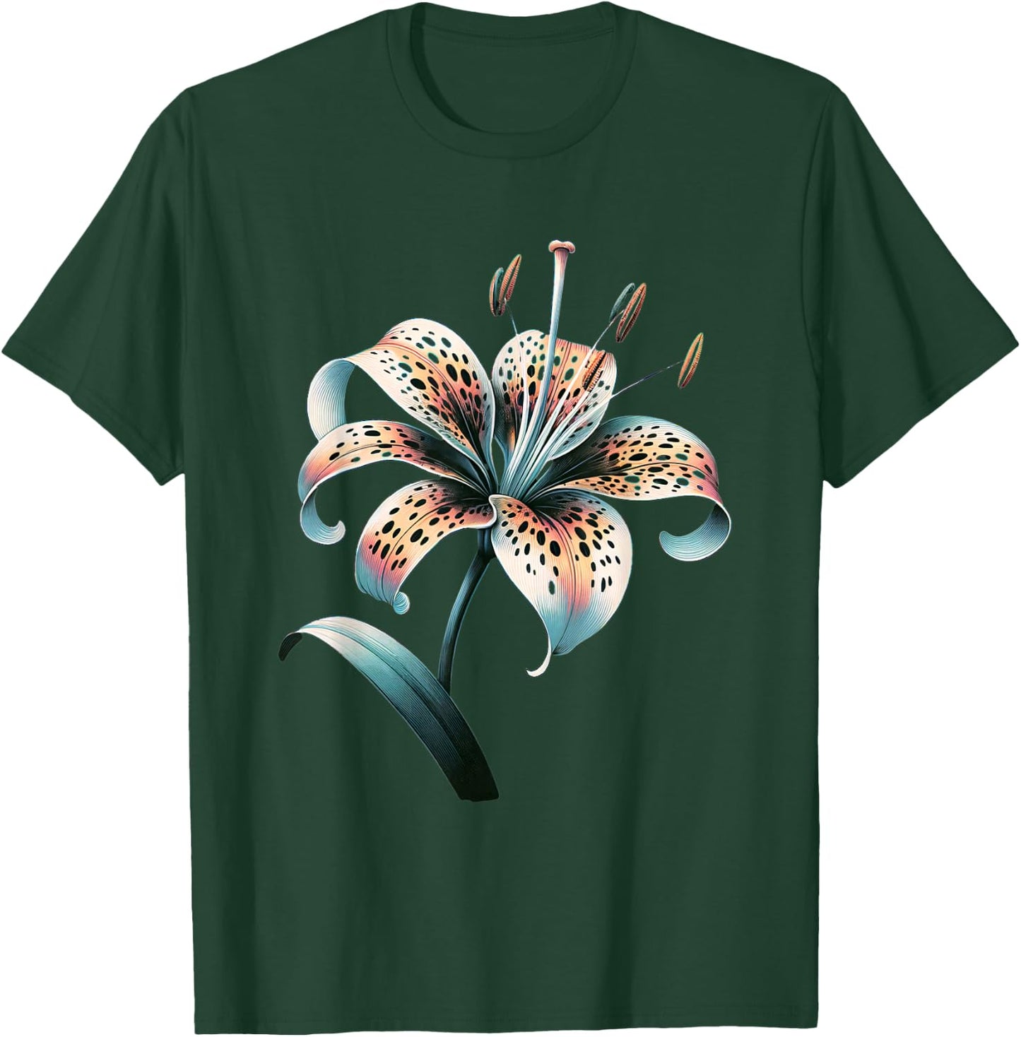 Tiger Lily Flower Aesthetic Art T-Shirt - T-Shirt | Forest