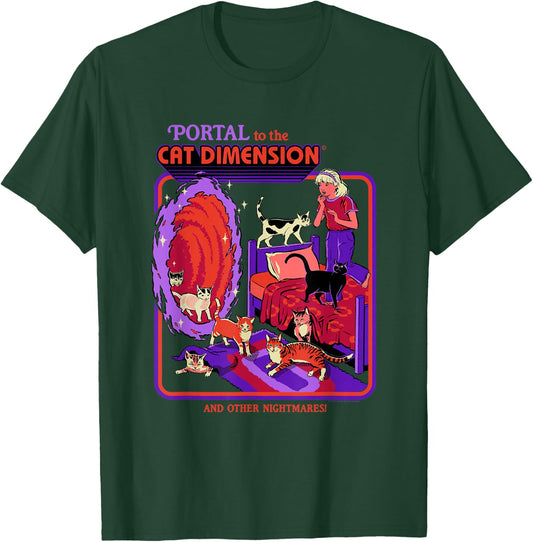 Steven Rhodes Cat Dimension Portal Retro Dark Humor Artist T-Shirt - T-Shirt | Forest