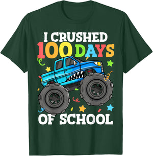 100 Days of School Monster Truck 100th Day of School Boys T-Shirt - T-Shirt | Forest