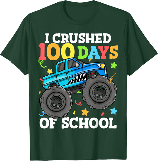 100 Days of School Monster Truck 100th Day of School Boys T-Shirt - T-Shirt | Forest