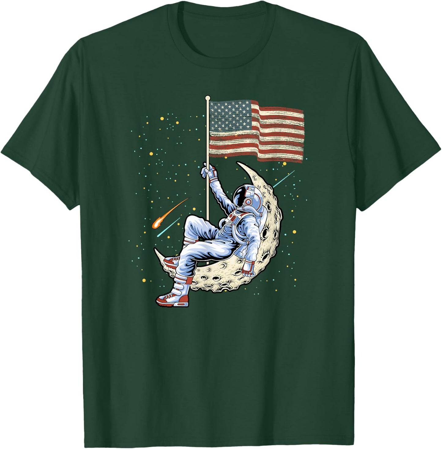 US Flag Astronaut Space Independence Day 4th of July T-Shirt - T-Shirt | Forest