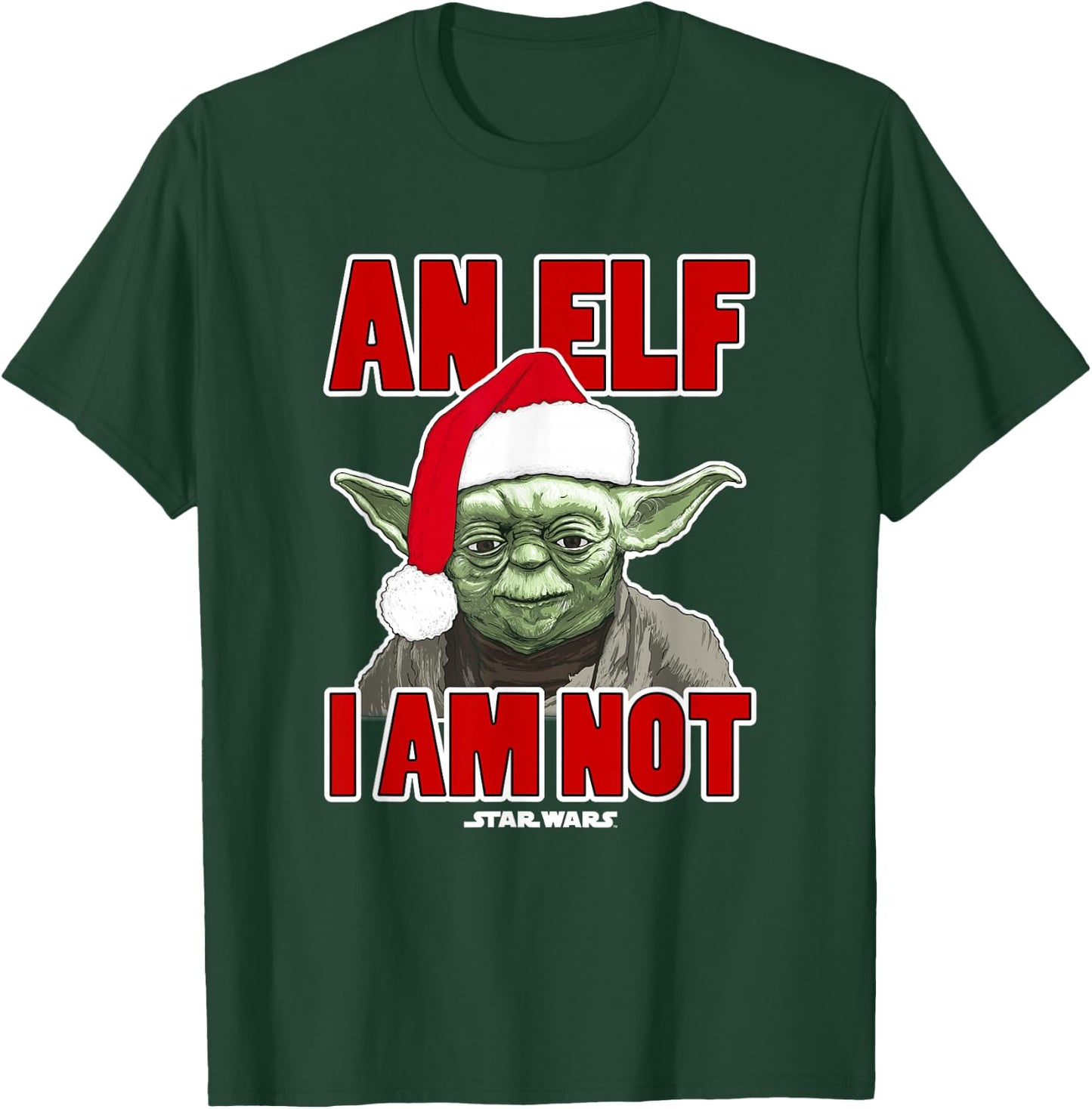Star Wars Classic Christmas An Elf I Am Not Yoda Portrait T-Shirt - T-Shirt | Forest