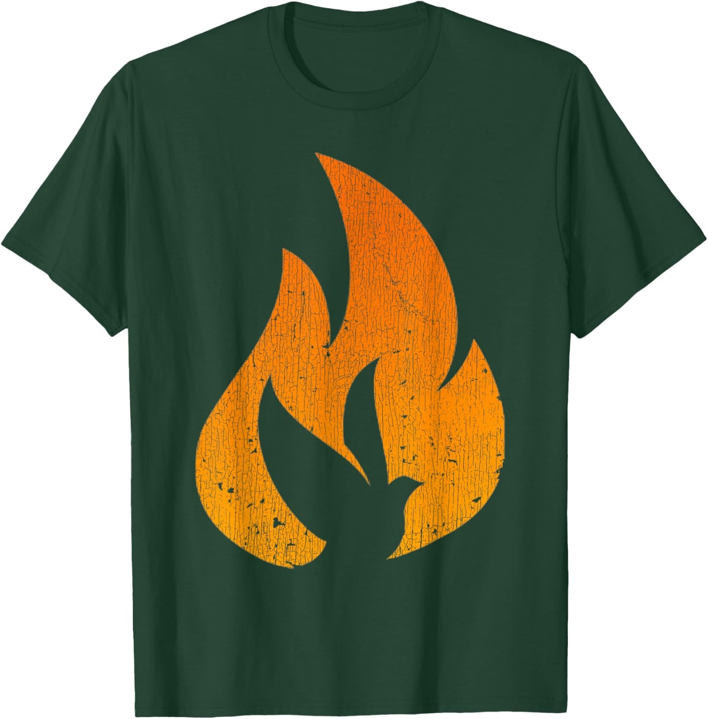 Vintage Silhouette Dove Flame Fire Pentecost T-Shirt - T-Shirt | Forest