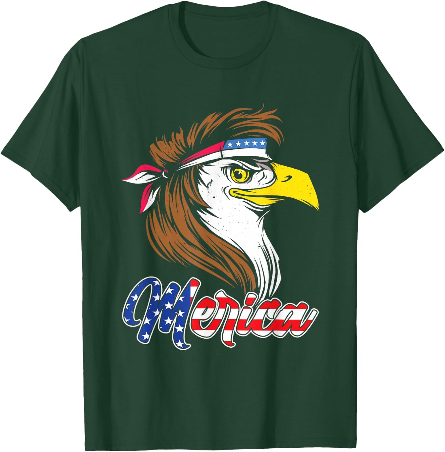Merica Eagle Mullet 4th of July Shirt USA American Flag T-Shirt - T-Shirt | Forest