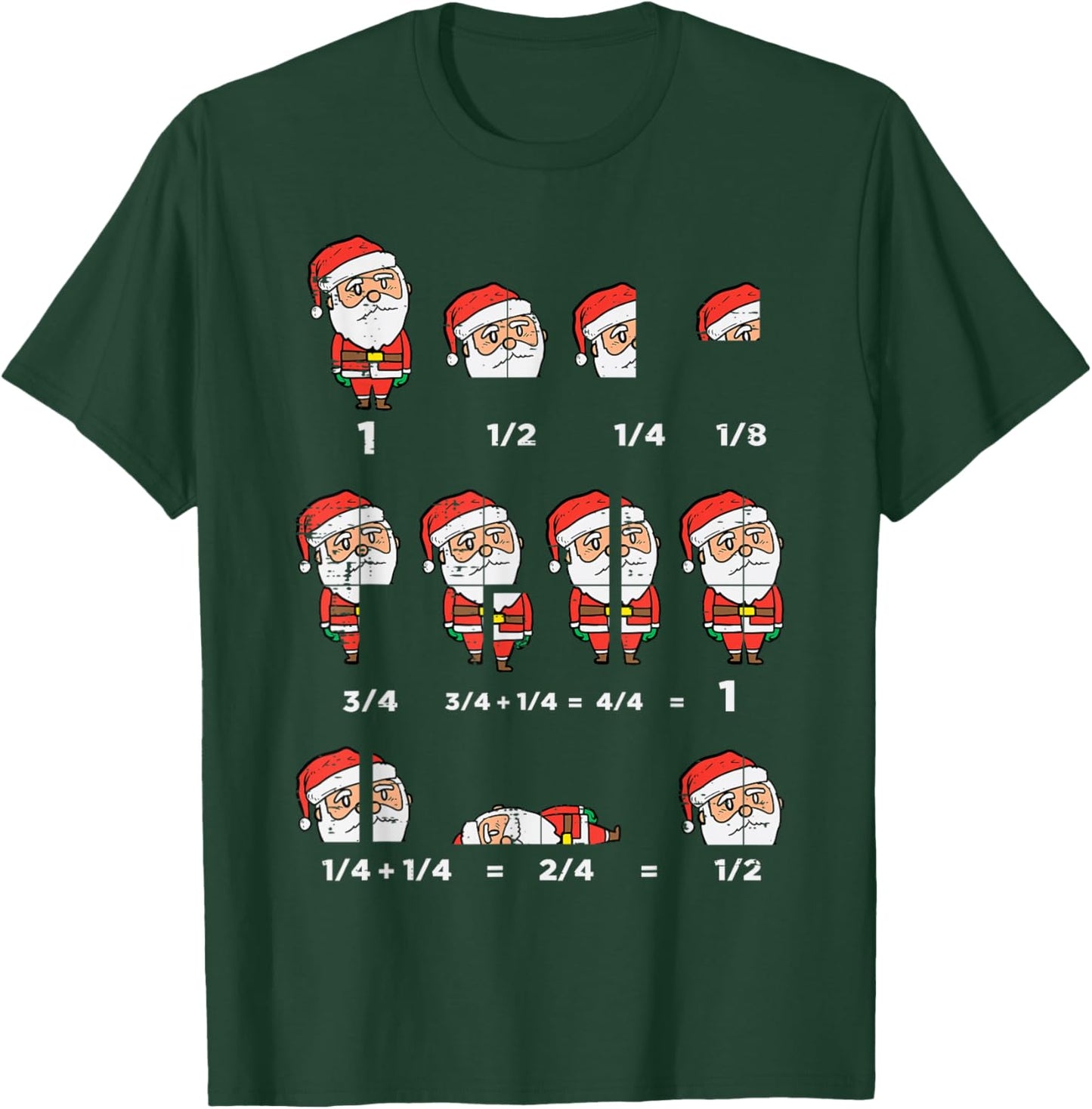 Christmas Santa Fraction Funny Xmas Math Teacher Men Women T-Shirt - T-Shirt | Forest