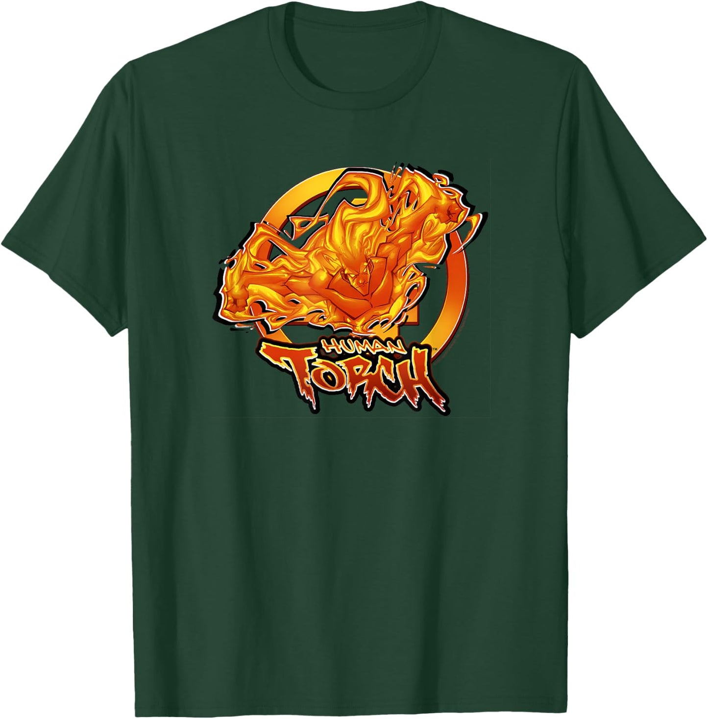 Marvel Fantastic Four Human Torch Amazing Flames Comic Logo T-Shirt - T-Shirt | Forest