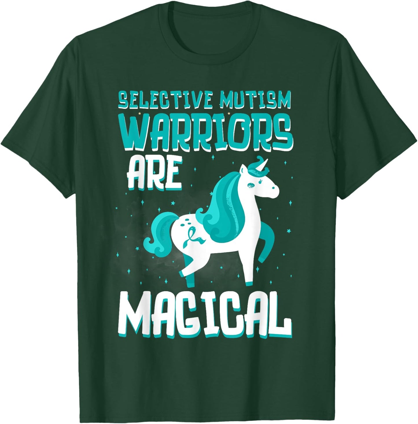 Warriors Are Magical Selective Mutism Awareness Unicorn Teal T-Shirt - T-Shirt | Forest