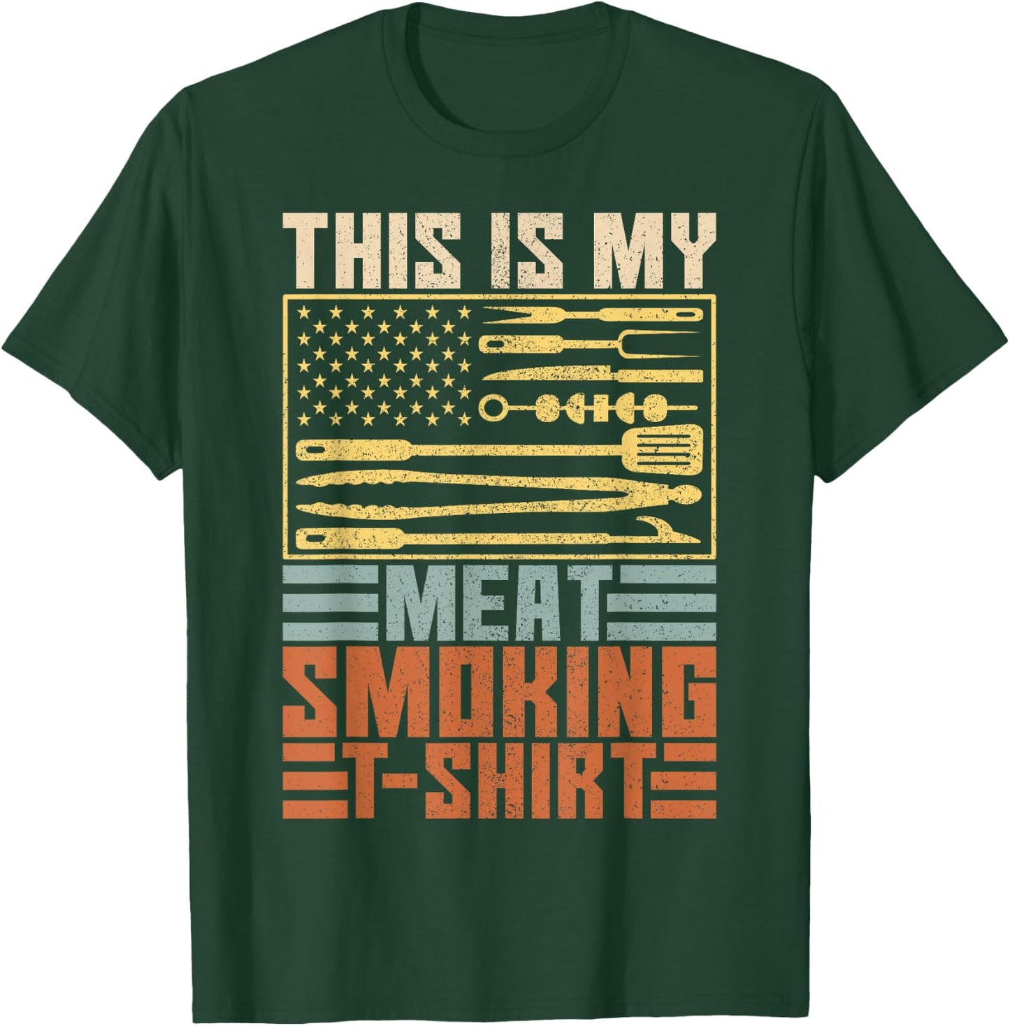Vintage BBQ Smoker Grill Outfit This is My Meat Smoking T-Shirt - T-Shirt | Forest