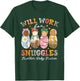 Retro Groovy Will Work For Snuggles Mother Baby Nurse T-Shirt - T-Shirt | Forest
