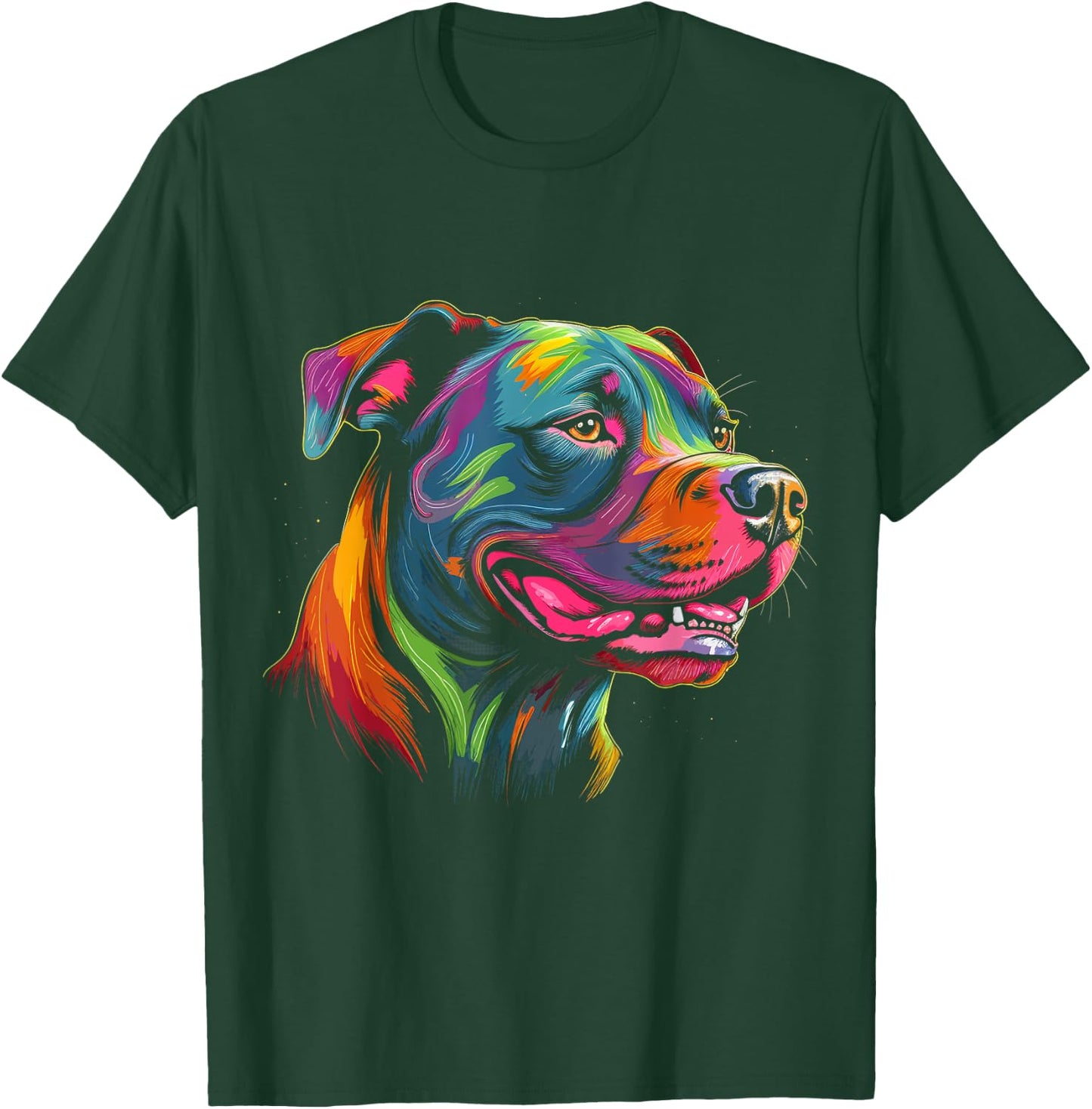 Pit Bull Mom Dog Lover Colorful Artistic Pitbull Owner Women T-Shirt - T-Shirt | Forest