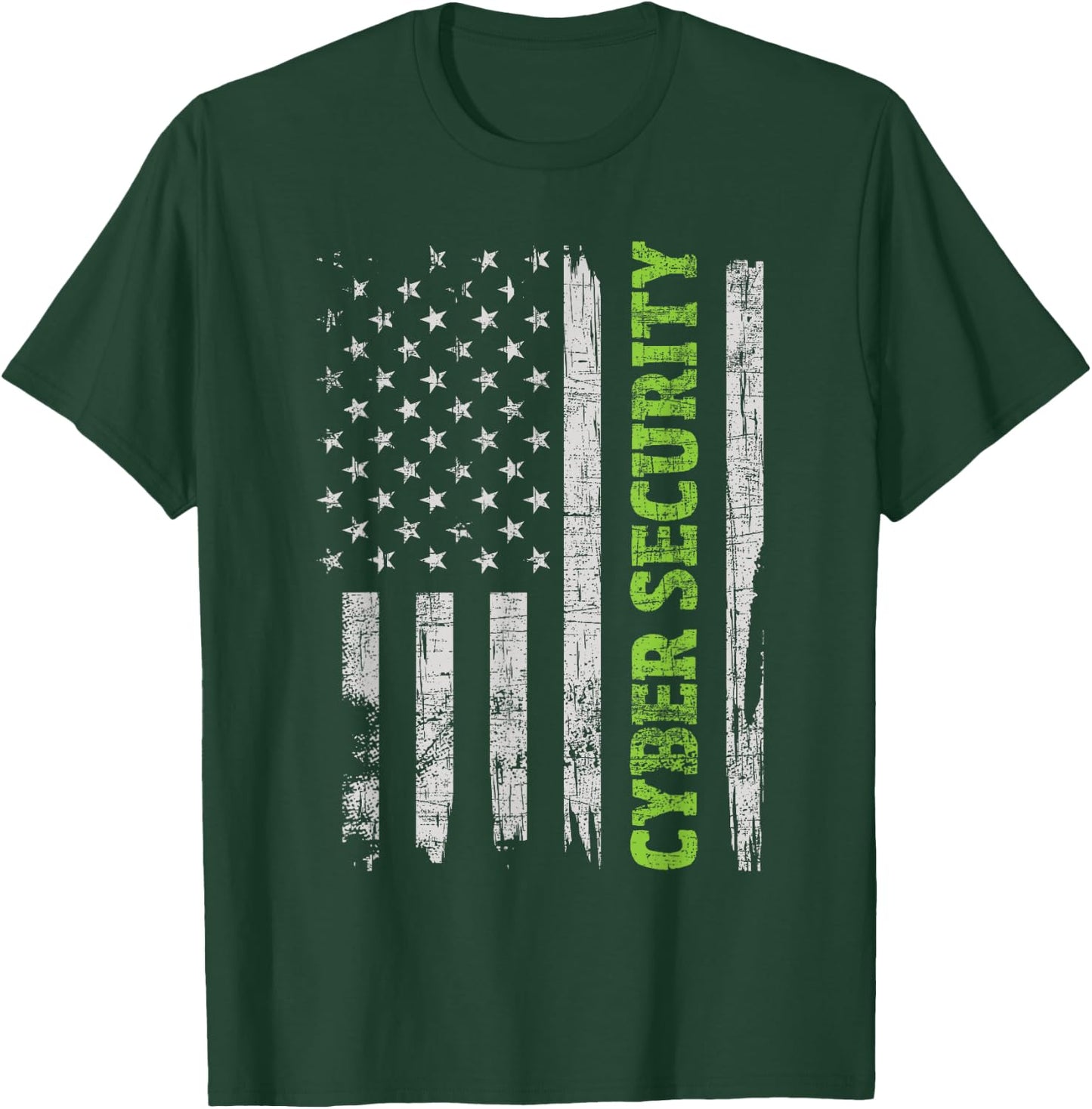 Cybersecurity - USA Flag Computer Engineer Programmer Hacker T-Shirt - T-Shirt | Forest