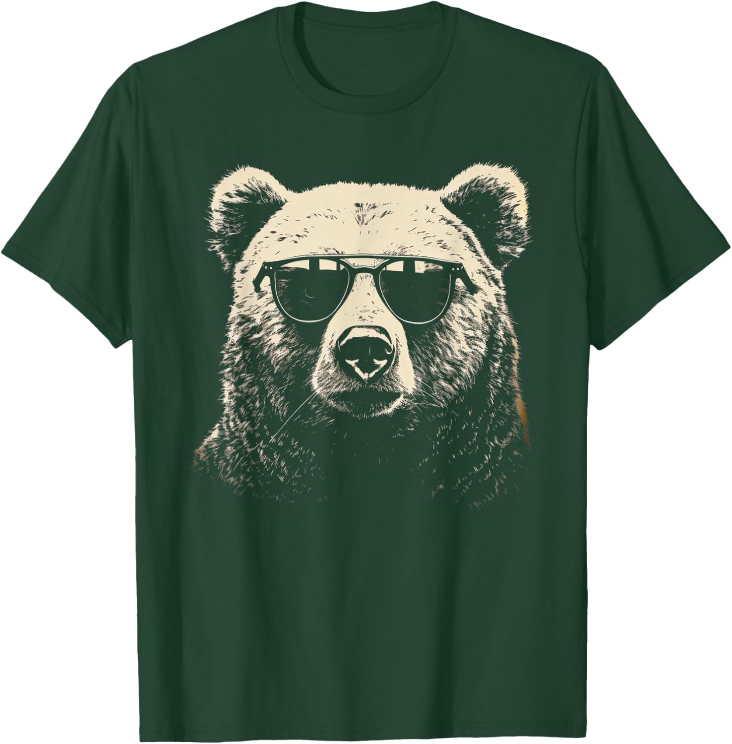 Funny Grizzly Bear Stencil With Sunglasses Punk Rock Art T-Shirt - T-Shirt | Forest