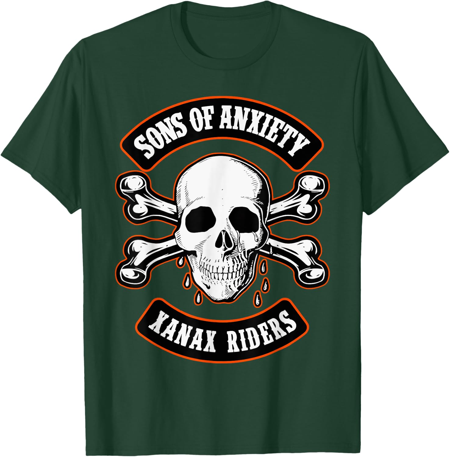 Sons Of Anxiety Xanax Riders Funny Skull T-Shirt - T-Shirt | Forest