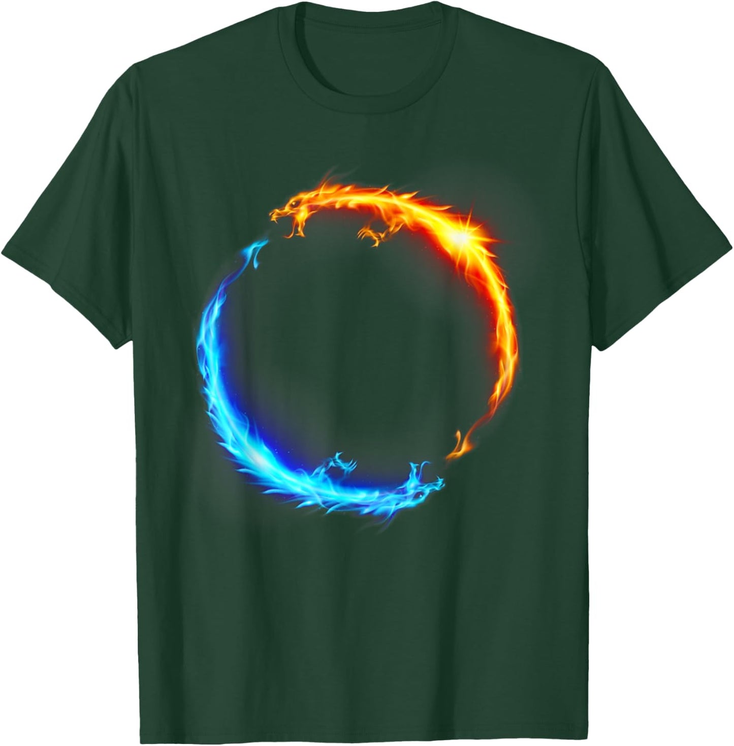 EMF Fire and Ice Dueling Dragons -Adults Black T-Shirt - T-Shirt | Forest