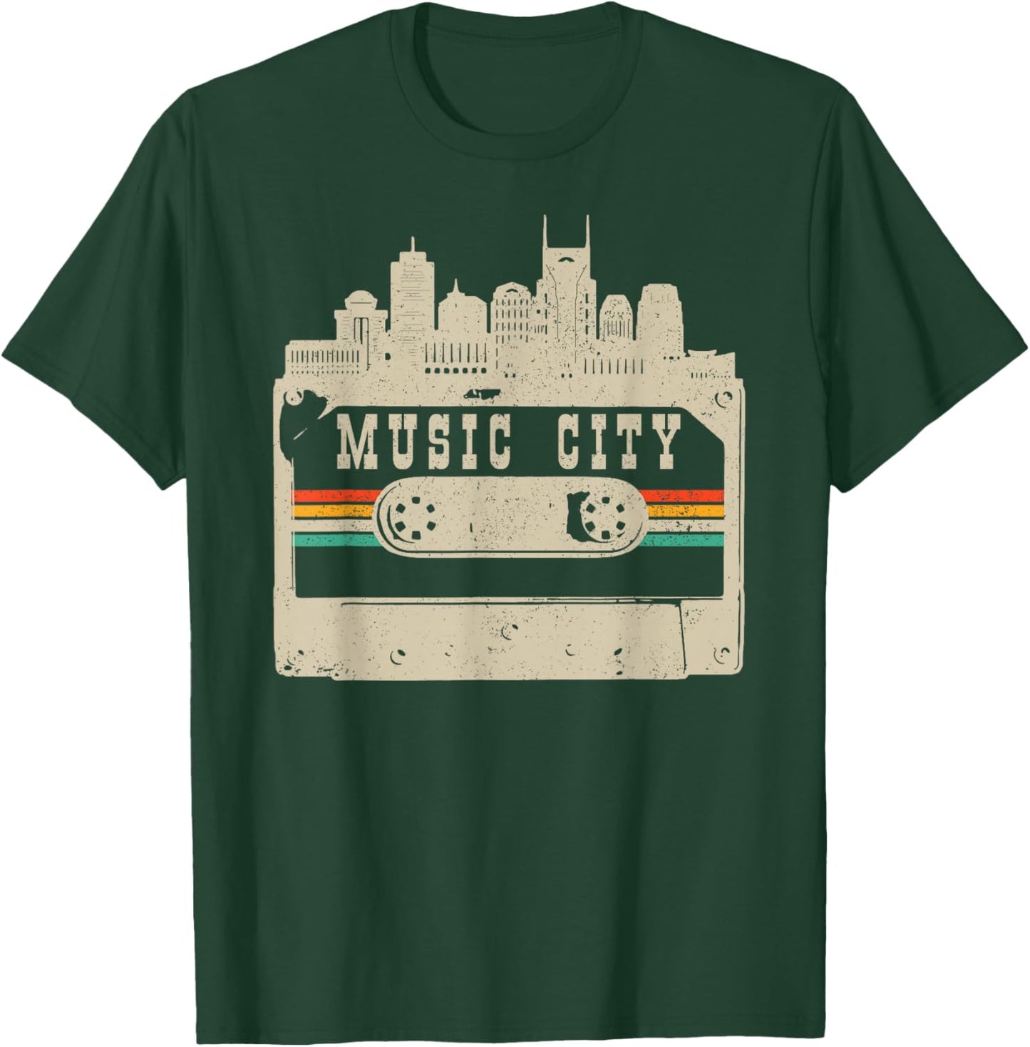 Nashville Skyline Cassette Vintage Retro Country Music City T-Shirt - T-Shirt | Forest