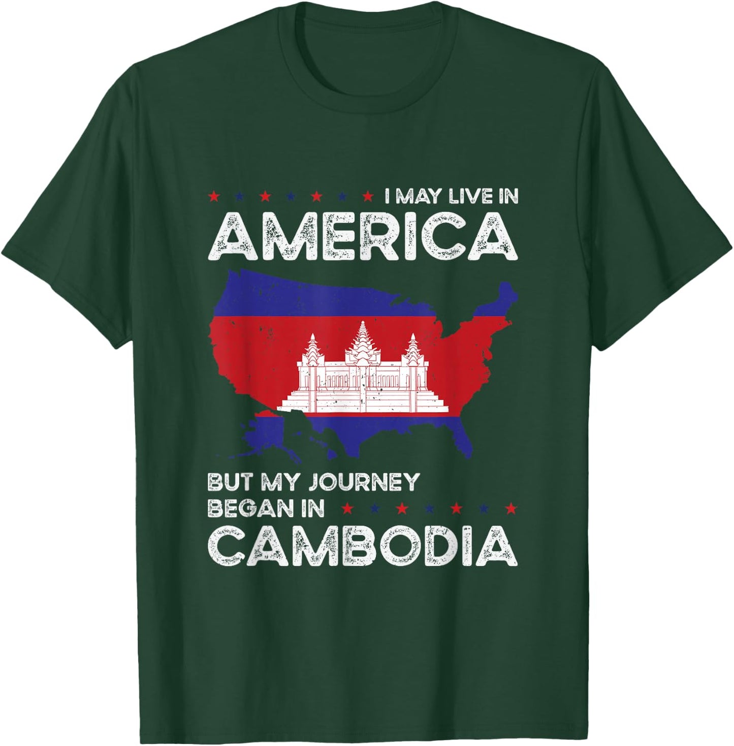 Cambodian American Patriot USA Grown Cambodia US Flag T-Shirt - T-Shirt | Forest