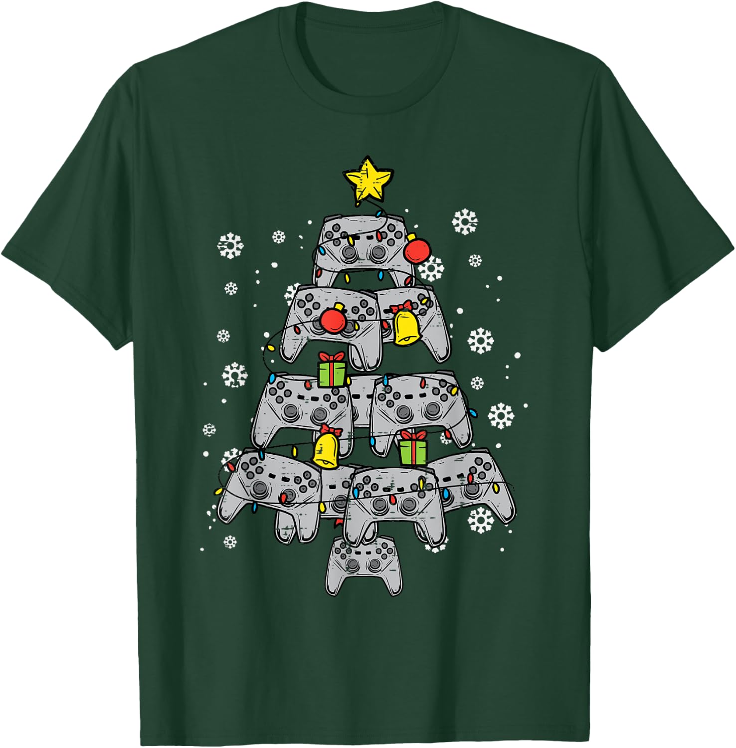 Video Game Controller Christmas Tree Xmas Boy Men Youth Teen T-Shirt - T-Shirt | Forest