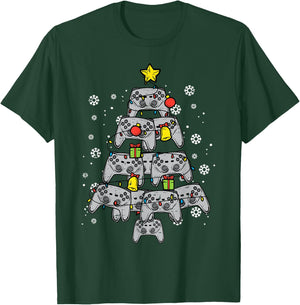 Video Game Controller Christmas Tree Xmas Boy Men Youth Teen T-Shirt - T-Shirt | Forest