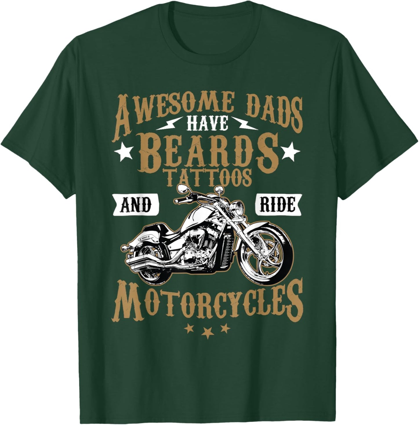 Funny Beard Shirt Awesome Dads Beard Tattoos and Motorcycles T-Shirt - T-Shirt | Forest