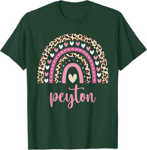 Peyton Rainbow Leopard Personalized Peyton Birthday T-Shirt - T-Shirt | Forest