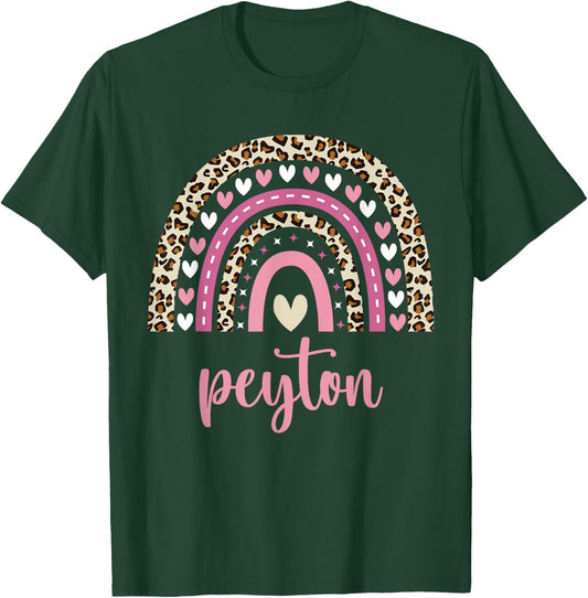 Peyton Rainbow Leopard Personalized Peyton Birthday T-Shirt - T-Shirt | Forest