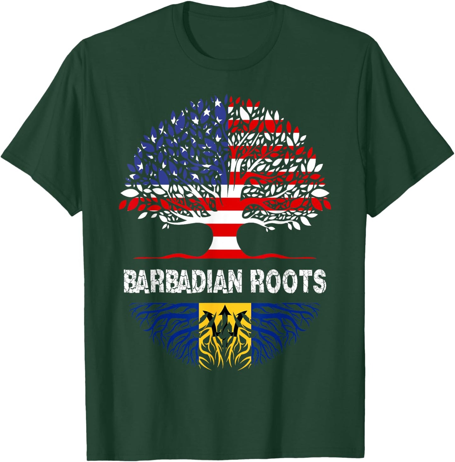 Barbados Bajan Barbadian Heritage Proud Half Barbadian Flag T-Shirt - T-Shirt | Forest