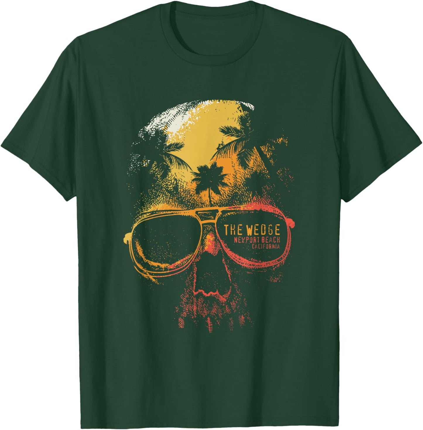 The Wedge Newport Beach Skull Summer California Surfing T-Shirt - T-Shirt | Forest
