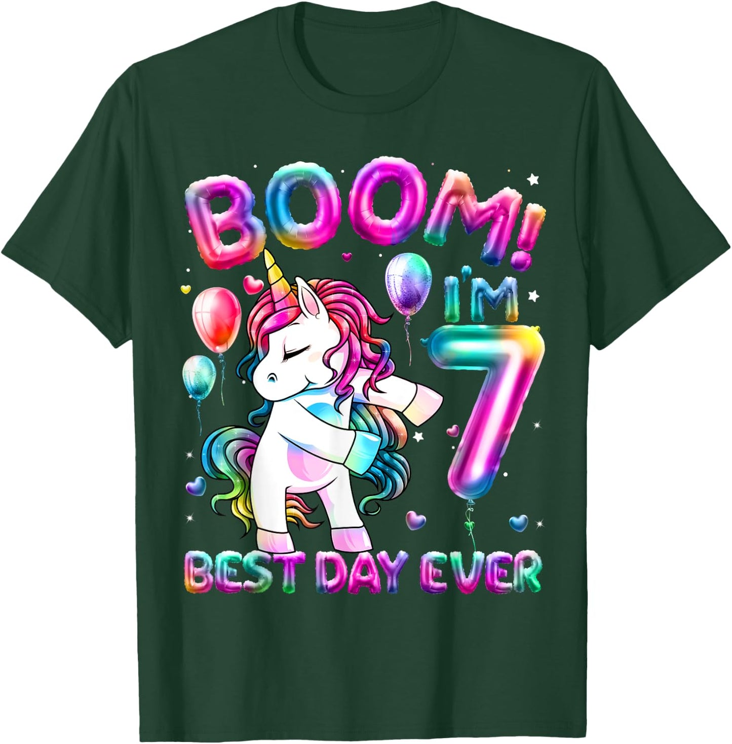 7 Years Old Flossing Unicorn Gifts 7th Birthday Girl Party T-Shirt - T-Shirt | Forest