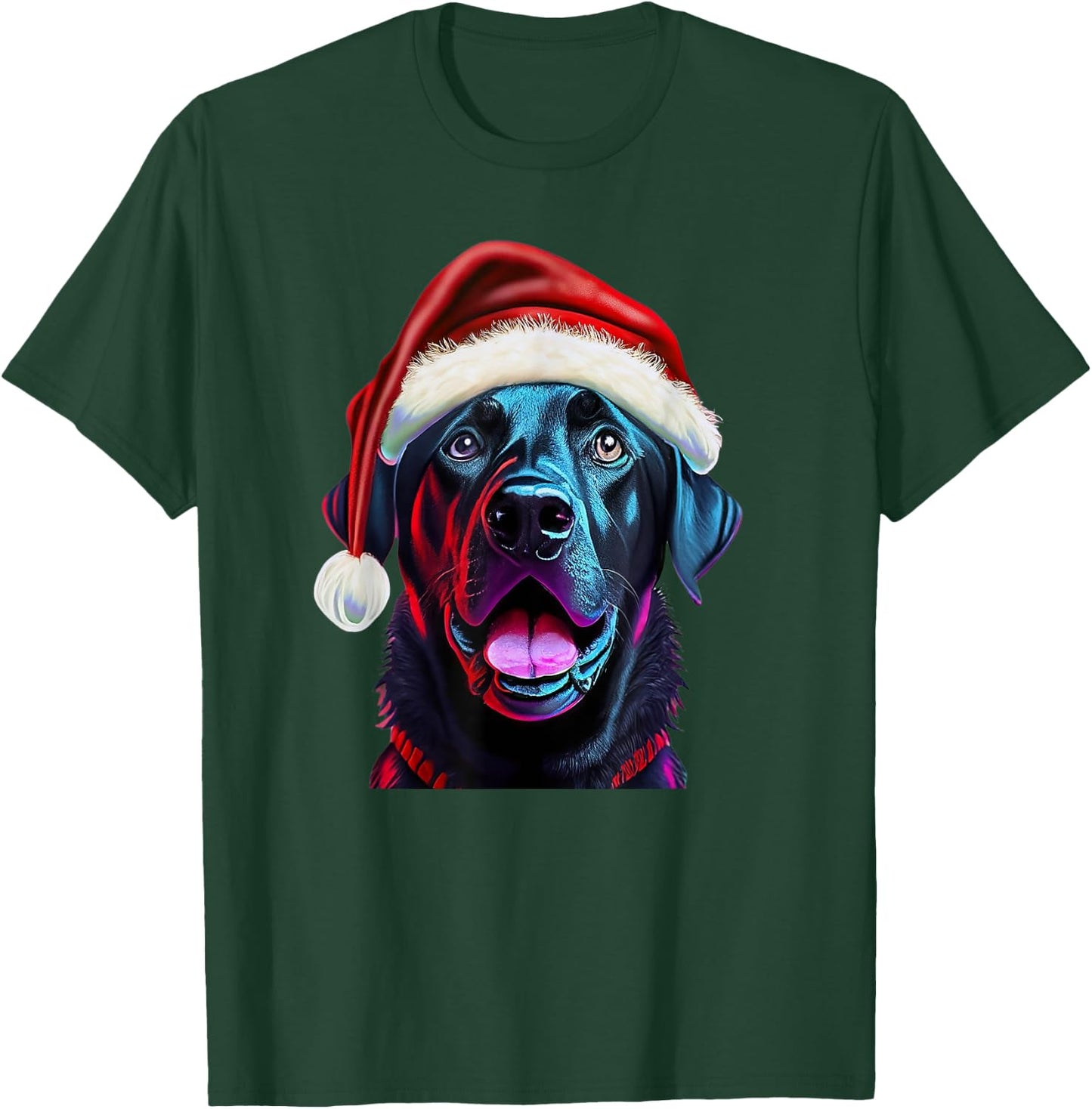 Black Lab Christmas Magic: Labrador in Santa Hat T-Shirt - T-Shirt | Forest