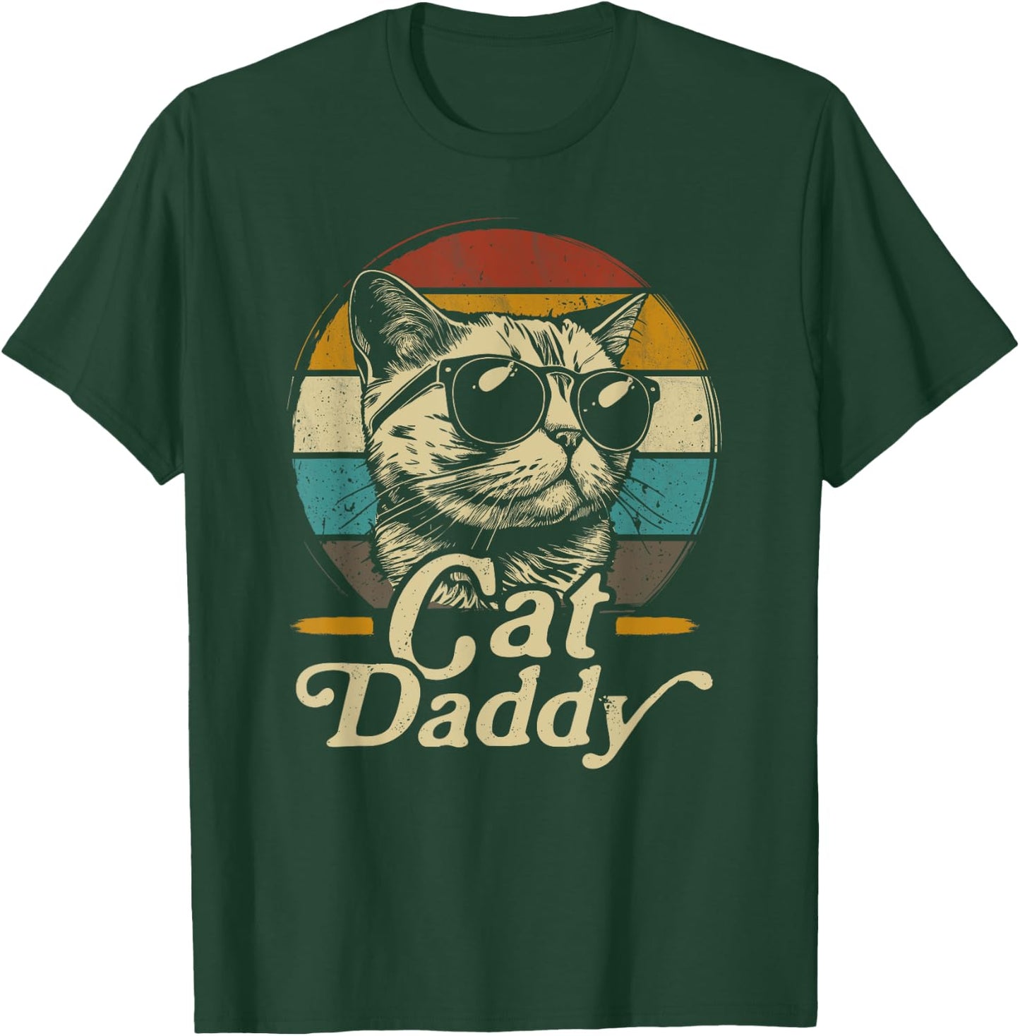Retro Cat Daddy 80s 90S Style Cat Sunglasses vintage T-Shirt - T-Shirt | Forest