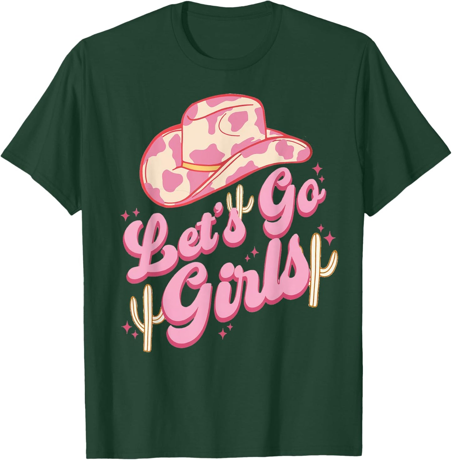Leopard Cowboy Hat Let's Go Cowgirl Girls Western Country T-Shirt - T-Shirt | Forest