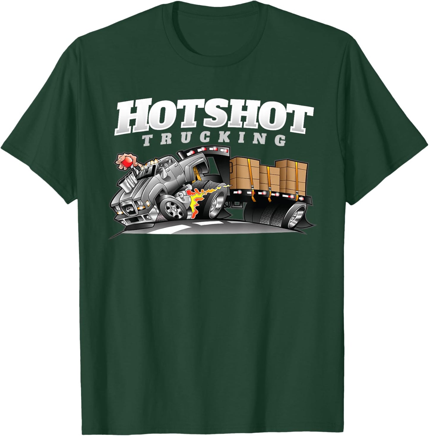 Hotshot Trucking Dually Truck And Trailer Dual Wheel Hauling T-Shirt - T-Shirt | Forest