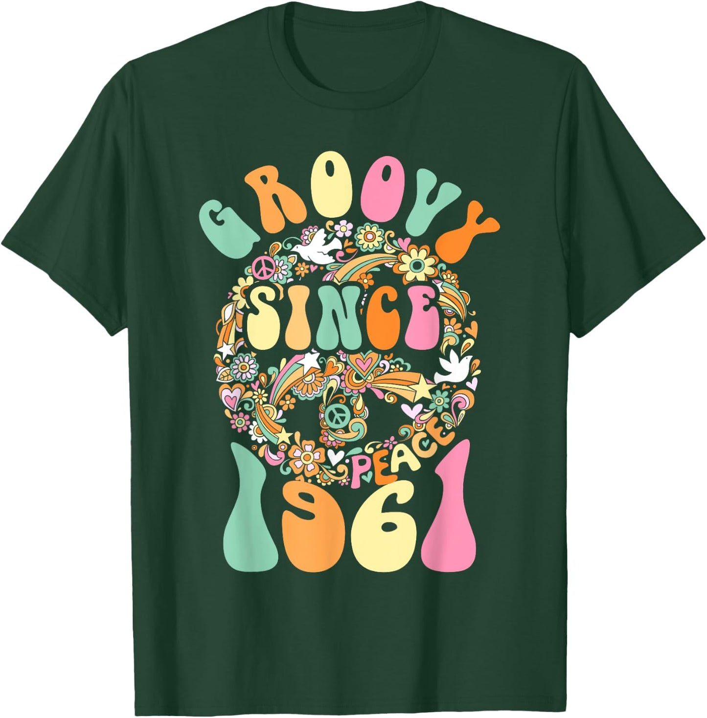 Groovy Since 1961 Peace For Vintage Birthday Party 60s 70s T-Shirt - T-Shirt | Forest