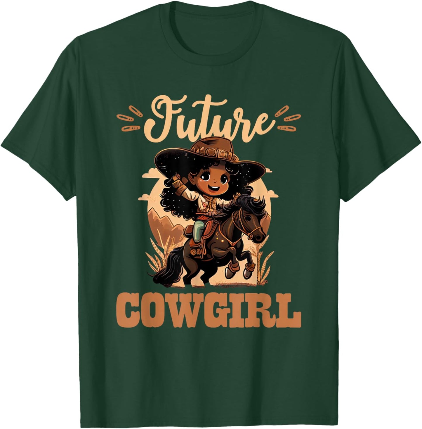 Future Cowgirl Toddler, African American Rodeo Girl Kids T-Shirt - T-Shirt | Forest