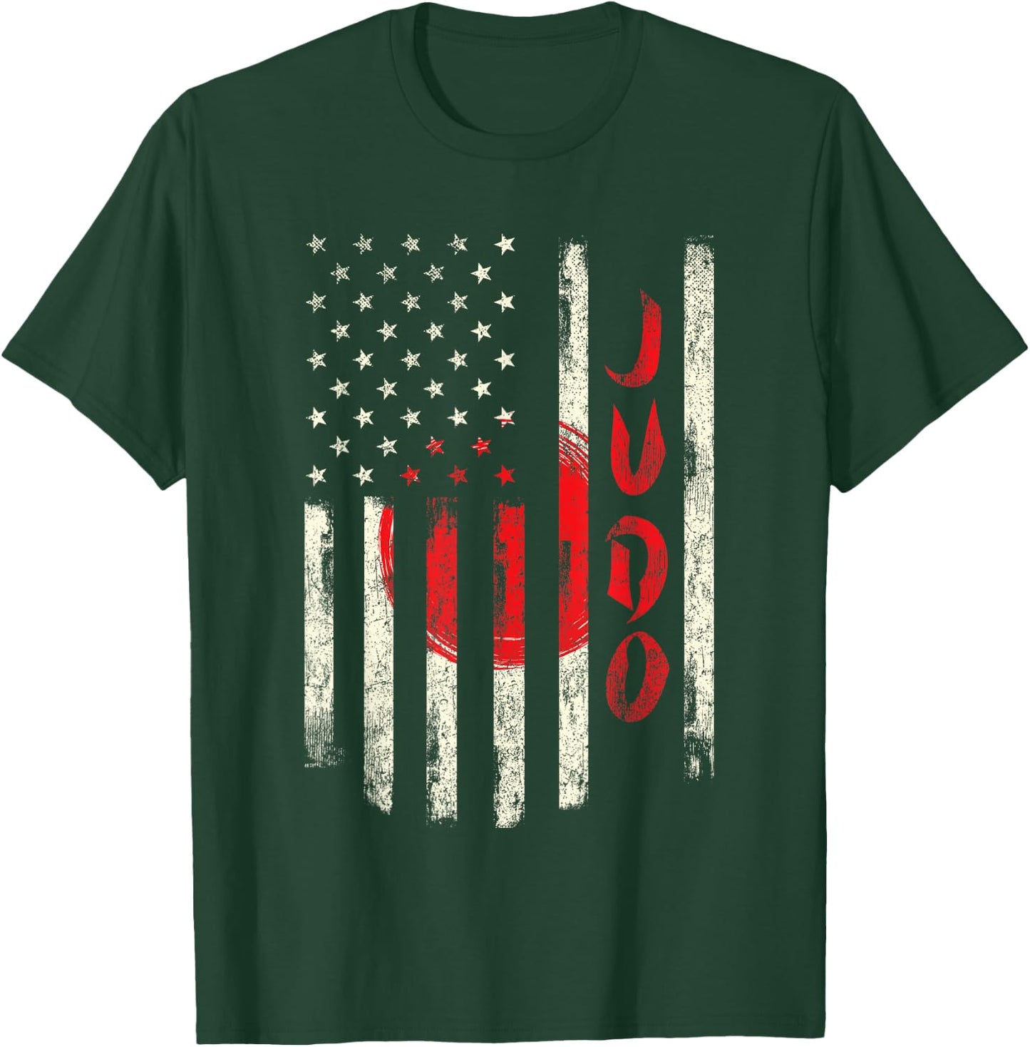 Judo - USA American Japan Flag Judoka Japanese Martial Arts T-Shirt - T-Shirt | Forest