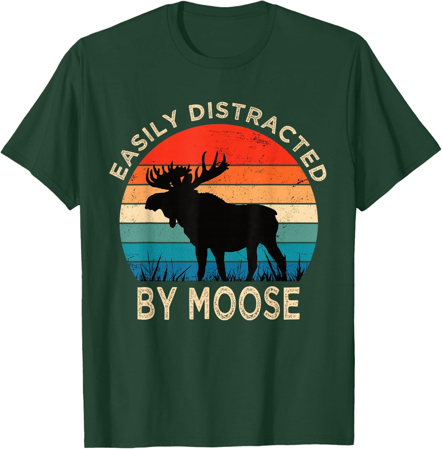 Slightly Distracted by Moose Vintage Funny Moose T-Shirt - T-Shirt | Forest