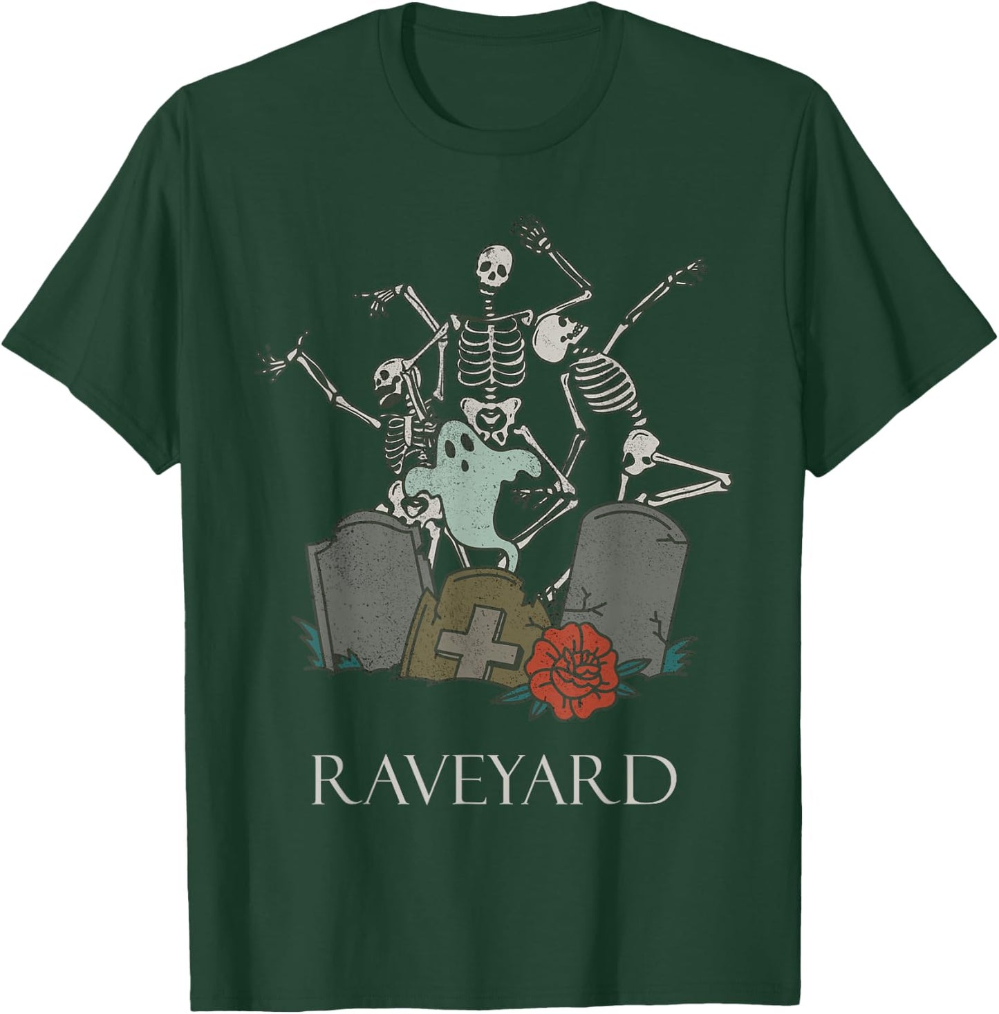 Funny Skeleton Rave Heavy Metal Goth Raveyard Halloween T-Shirt - T-Shirt | Forest