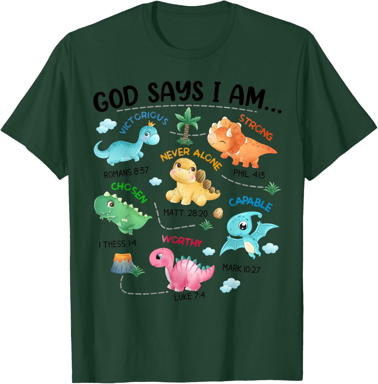 God Says I Am Funny Dinosaur Bible Verse Christian Kids Boys T-Shirt - T-Shirt | Forest