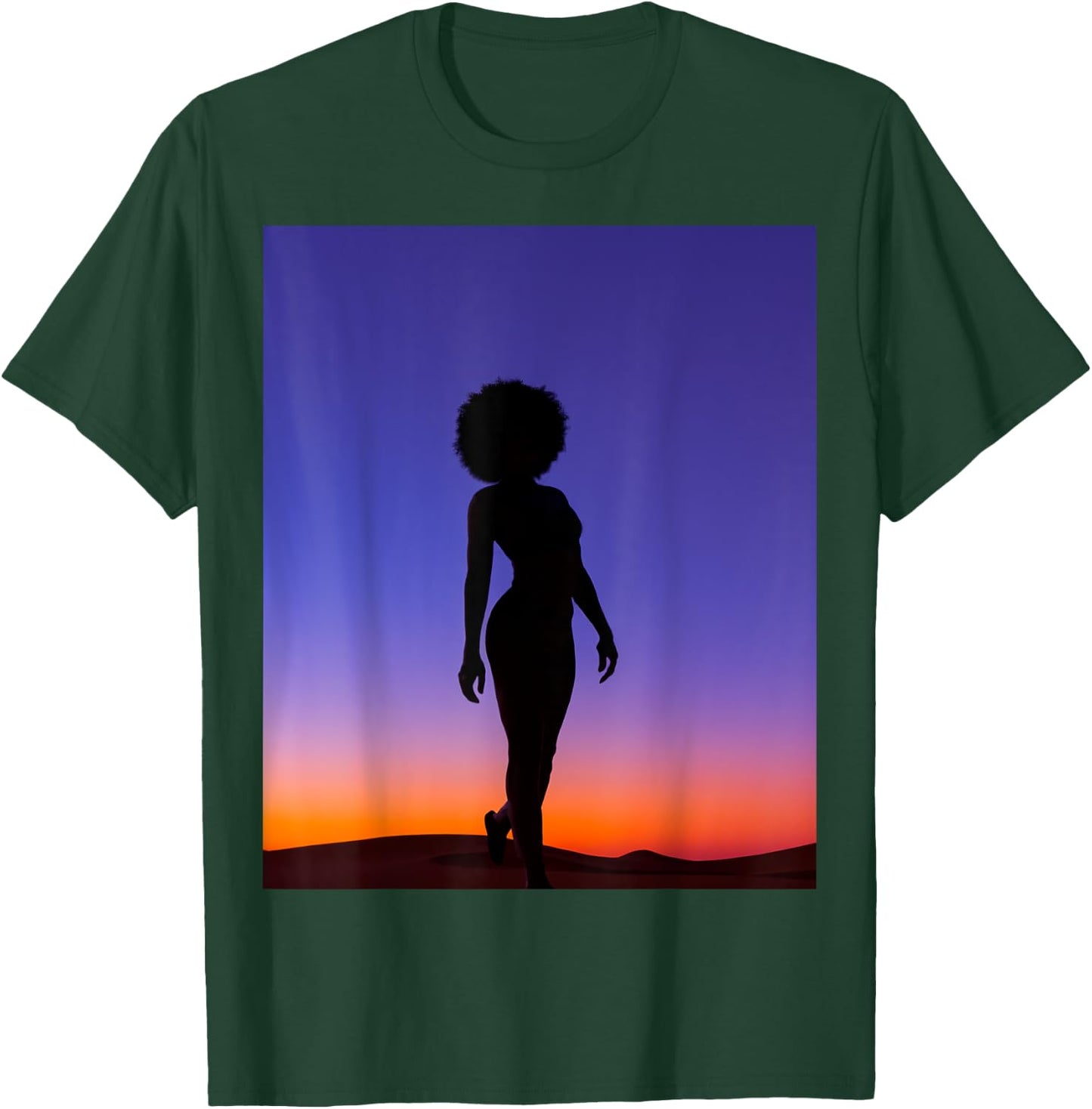 Mysterious Mirage: Silhouetted Sojourn in a Desert Night T-Shirt - T-Shirt | Forest