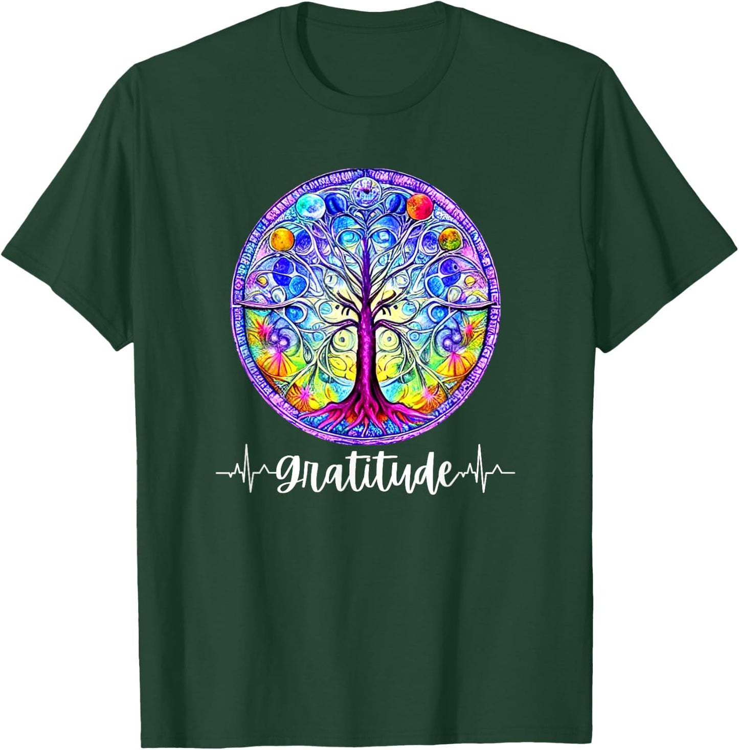 Chakra Whimsical Fantasy Tree of Life Gratitude T-Shirt - T-Shirt | Forest