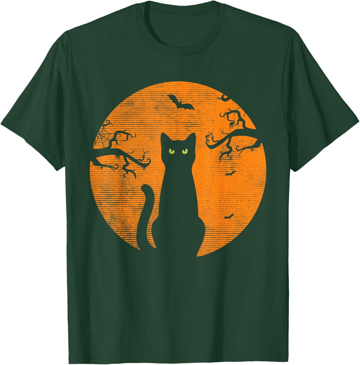 Vintage Scary Christmas Cat Costume Retro Cat Moon Black Cat T-Shirt - T-Shirt | Forest