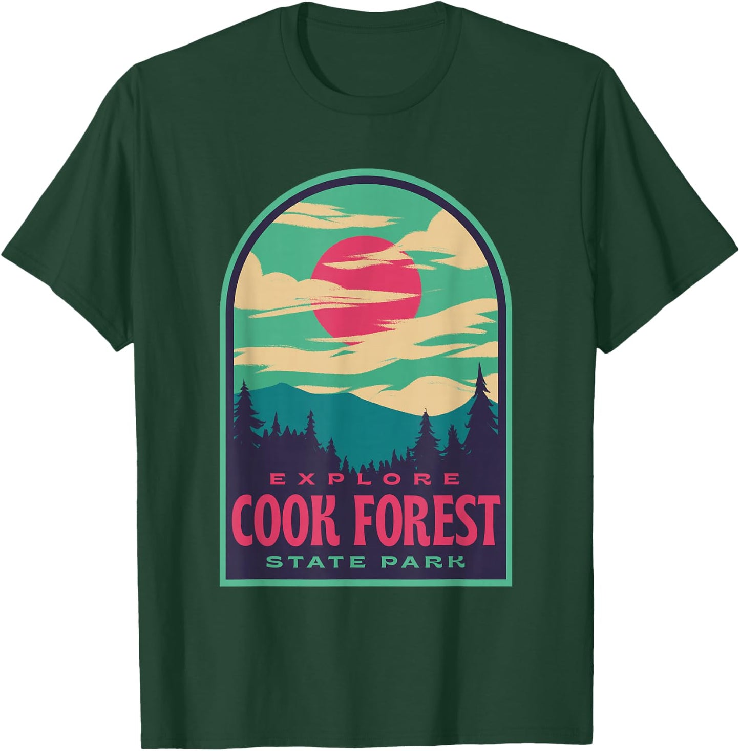 Cook Forest State Park Retro Sunset T-Shirt - T-Shirt | Forest