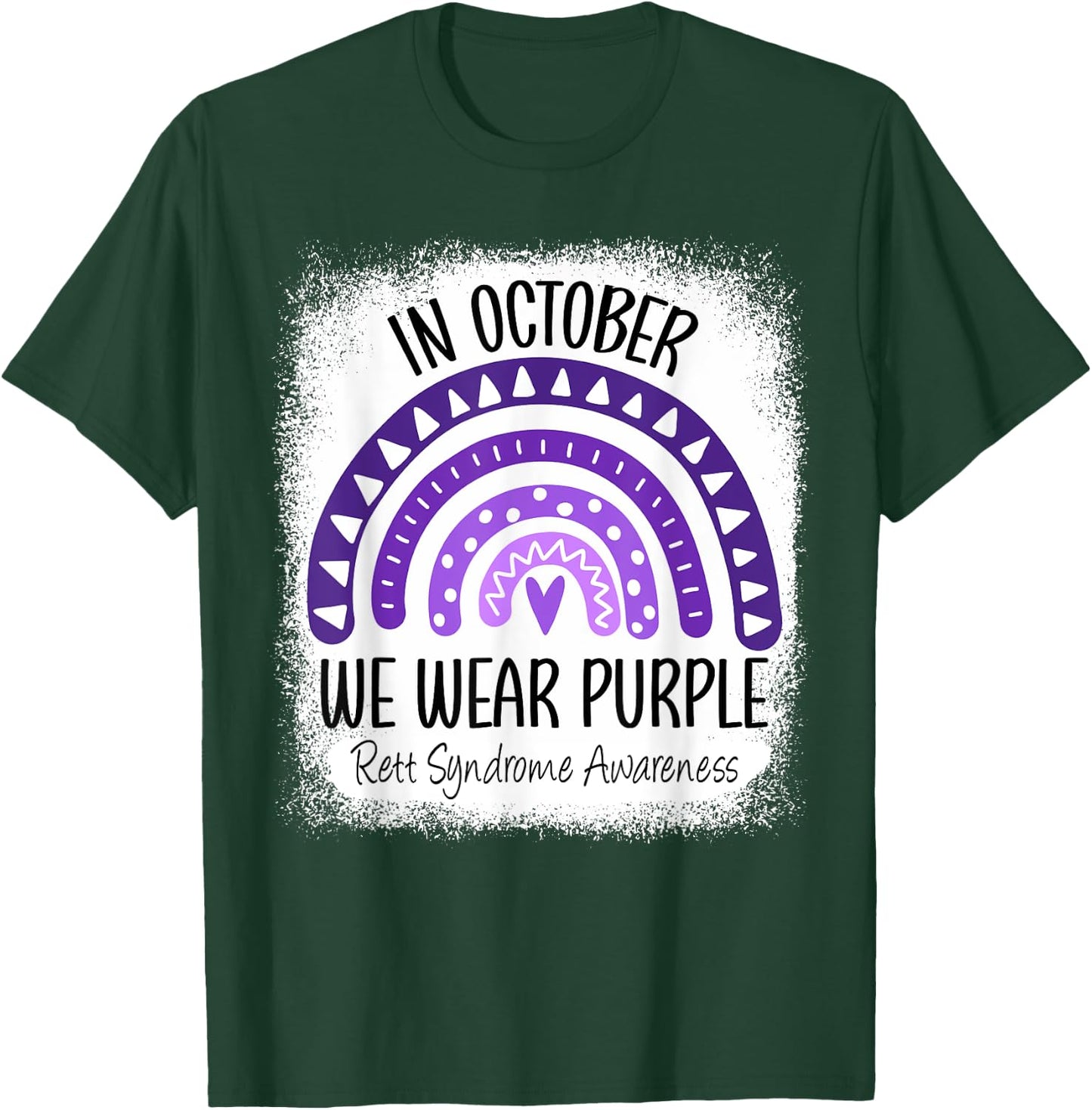 Rainbow In October We Wear Purple Rett Syndrome Awareness T-Shirt - T-Shirt | Forest