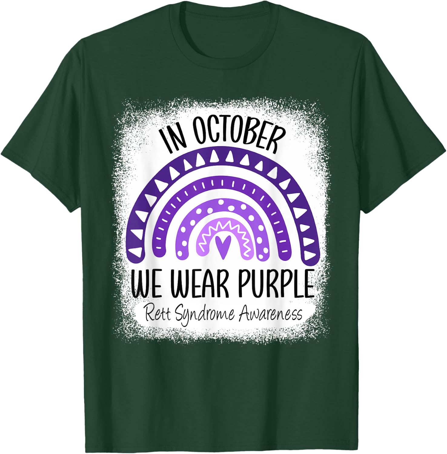 Rainbow In October We Wear Purple Rett Syndrome Awareness T-Shirt - T-Shirt | Forest