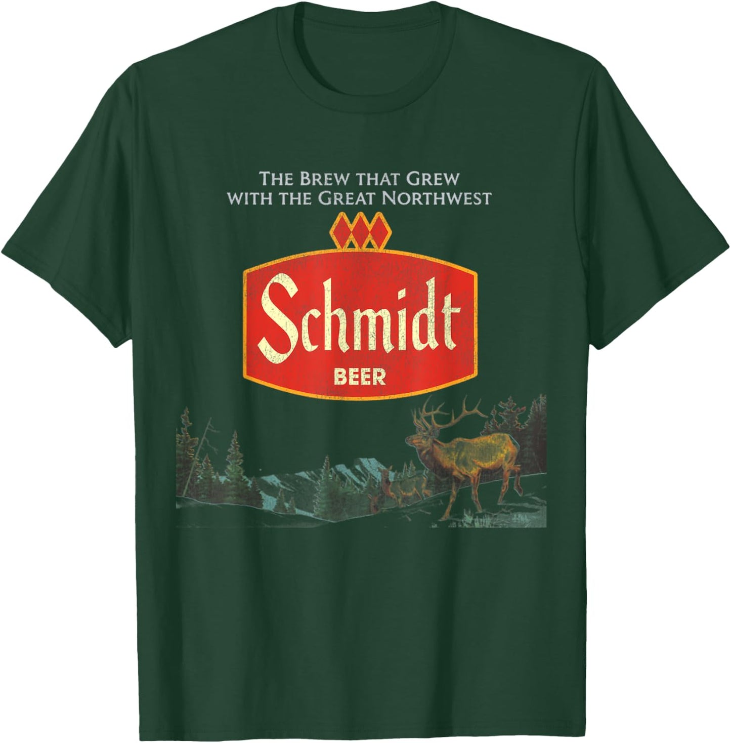Beer Schmidt Beer Retro Defunct Nature Scene T-Shirt - T-Shirt | Forest
