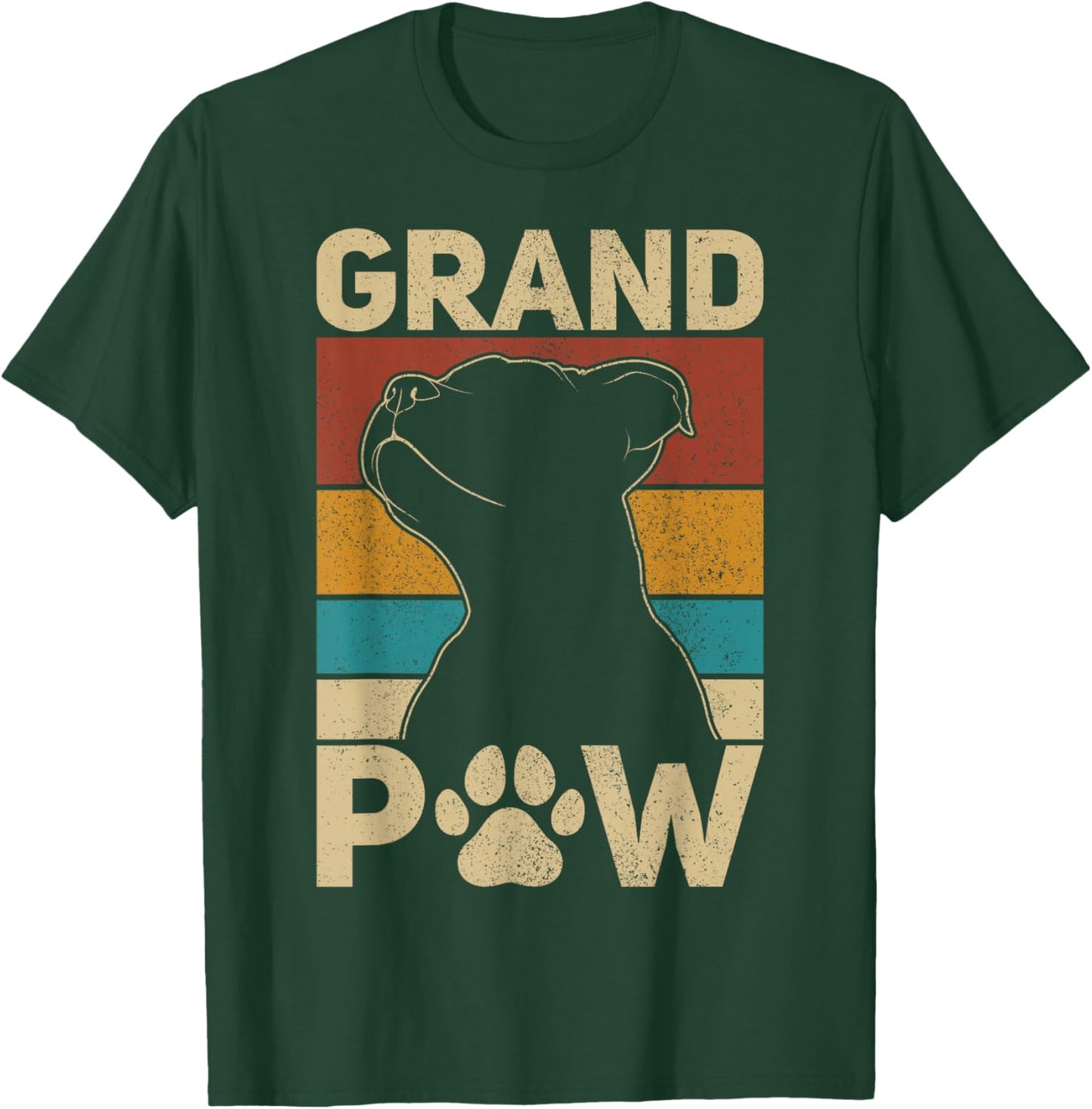 Grandpaw Dog Grandpa Funny Dog Lover Grandfather Men Pitbull T-Shirt - T-Shirt | Forest