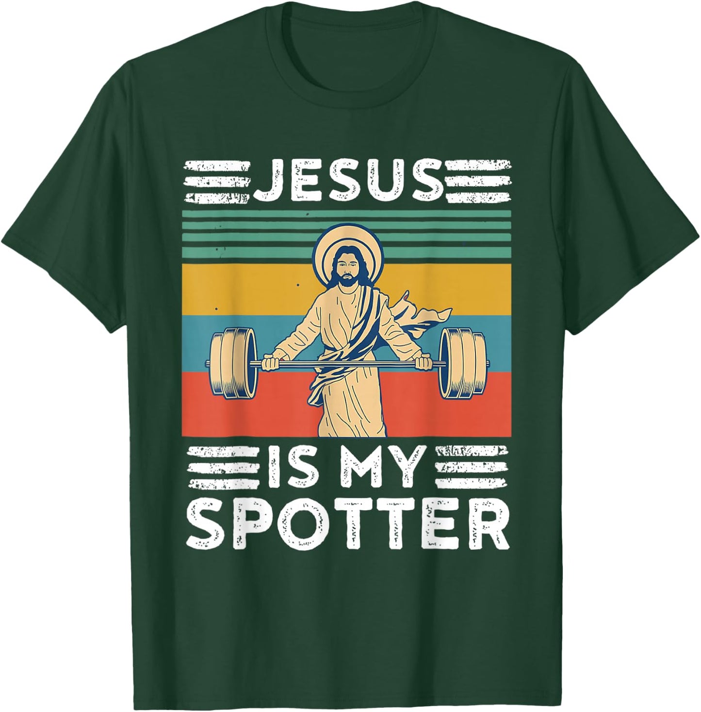 Christian Athlete Apparel Workout Gym Jesus Is My Spotter T-Shirt - T-Shirt | Forest