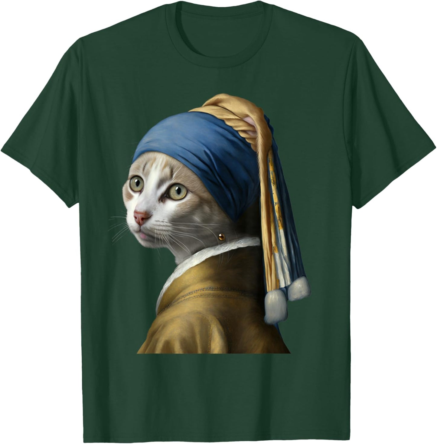 Girl with a Pearl Earring Funny Cat Lovers T-Shirt - T-Shirt | Forest