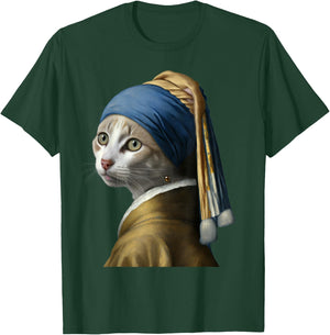Girl with a Pearl Earring Funny Cat Lovers T-Shirt - T-Shirt | Forest
